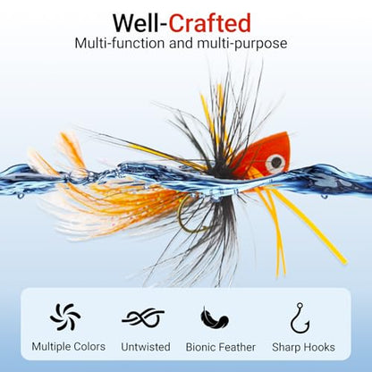 Fly Fishing Poppers Fly Fishing Dry Flies Topwater Fishing Lures Bass Popper Flies Bugs Lures Panfish Bait Fly Trout Bobber Flies Kit for Bass Trout Panfish Bluegill Salmon - color: 20pcs Fly Fishing Poppers
