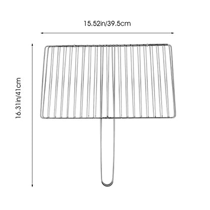 Yardwe Portable Stainless Steel Fish Grill Basket 16.33 Inch Outdoor Cooking Tool with Handle for Camping Bbq Grilling Meat Vegetables - color: Silver