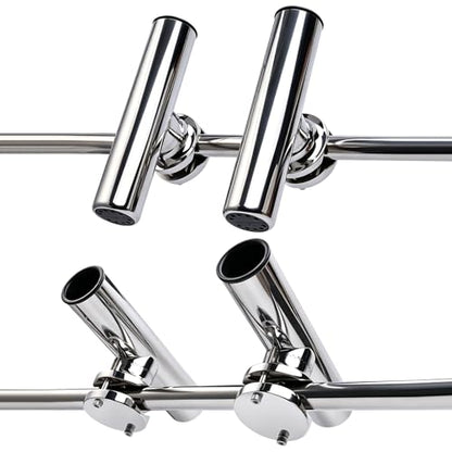 NovelBee 4pcs Boat Fishing Rod Holder Stainless Clamp on Fishing Rod Pole Holder for Rails 1-1/4" to 2"