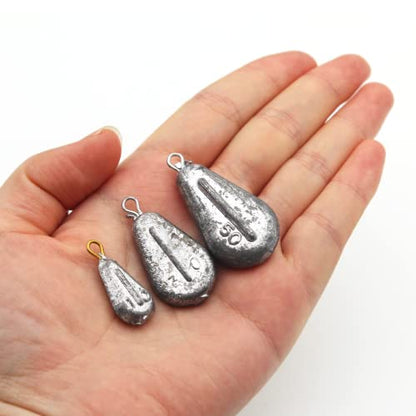 10pcs Fishing No-Roll Sinker Fishing Lead Weights Fishing Sinker Weights Assorted 10g 30g 50g Olive Heart Bass Casting for Catfish Rig, Surf Fishing - style: 30g/1.05oz-10pcs