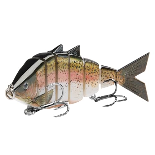 BASSDASH Bone Swimbait Multi Jointed Hard Fishing Lure for Bass Trout Bluegill Pike with Angled Cut Segments - color: Rainbow Trout