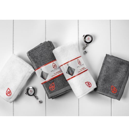 Clippable & Retractable Towels are Perfect for Exercise, Golf, Hiking, Automotive, Fishing, Sports, Yard Work & More (Dark Grey, 10x10 inch (Regular)) | Hands Free Towels Perfect for Gym, Running, Hiking, Fishing, Sports, Yard Work, Theme Parks, Stadiums,