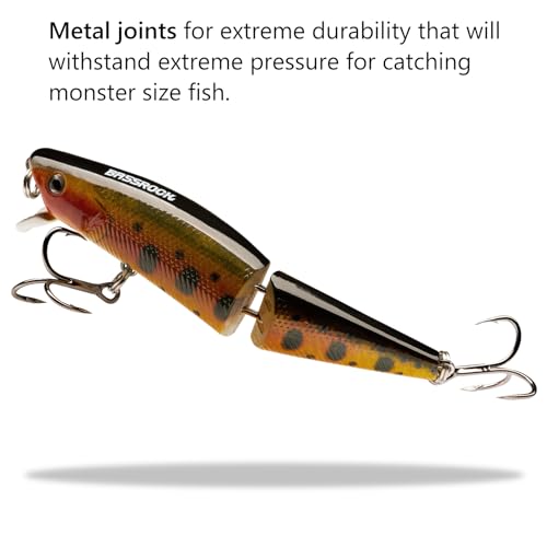 BASSROCK Minnow Swimbait Bass Trout Fishing Lure with Movable Lip Hard Bait 3.5” 1/2oz - color: Golden Trout