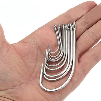 Saltwater Fishing J Hooks O'Shaughnessy Forged Extra Strong Stainless Steel Trolling Sea Bass Striper Snapper Fishing Hooks, Size 1/0-10/0 - size: 3/0-30pcs