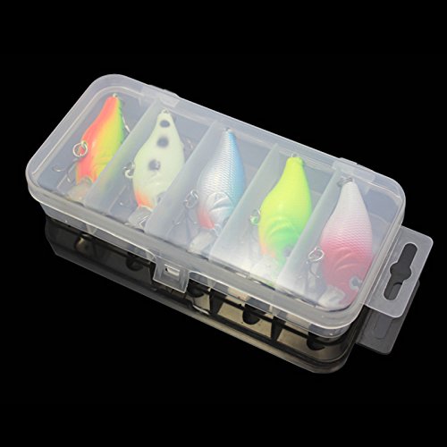5 Colors Minnow CrankBaits Fishing Lures, Small Fat Simulation Bait Fishing Gear, Topwater Floating Lure, Life-Like Swimming Swimbait (2.95 inches)