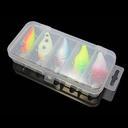 5 Colors Minnow CrankBaits Fishing Lures, Small Fat Simulation Bait Fishing Gear, Topwater Floating Lure, Life-Like Swimming Swimbait (2.95 inches)