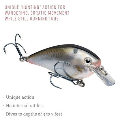 Strike King KVD 1.5 Hard Knock Fishing Lure, 3/8 oz, 3D Lifelike Eyes - color: Natural Shad, size: 1.5