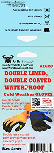 Waterproof cold weather Double Coated Windproof HPT Plam and Fingers Acrylic Terry inner - size: 1 Pair Medium