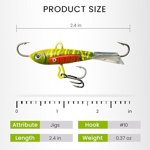 Pristis Jig Head Fishing Lures for Freshwater Saltwater, Weedless Swim Jig Teasers with Sharp Hooks & Exquisite Coating, Pre-Rigged Vibrating Swimbaits Kit Gear for Bass Crappie Walleye Trout Pike - color: 5 pcs Ice Fishing Jigs