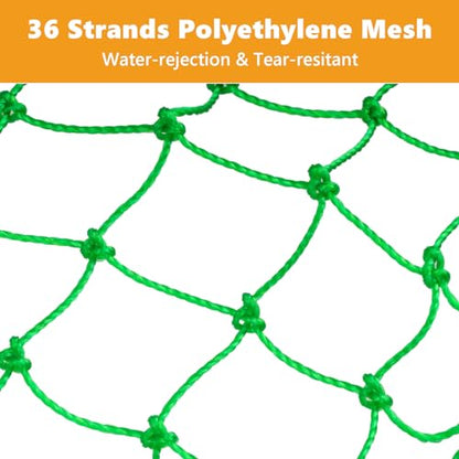 QualyQualy Large Bridge and Pier Fishing Net 32''/39'' Hoop, Foldable Drop Net Pier Fishing for Saltwater with Rope, Landing Net with Nylon Mesh, Collapsible Soft Steel Ring - color: Green, size: L: 39''×36''