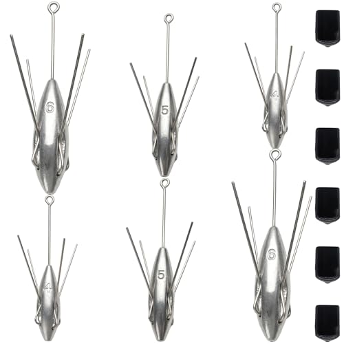 Sputnik Sinker Spider Sinkers 3/6‑Piece — Heavy‑Duty Long‑Tail Surf Fishing Weights for Strong Currents and Beach Casting, Lead Alloy Tackle Set - size: 6 Pack – 4oz to 6oz