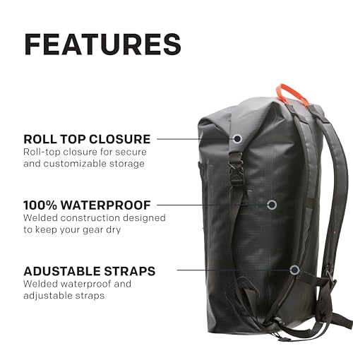 Grundéns Bootlegger Roll Top Backpack | Waterproof, 30L, Black - color: Black