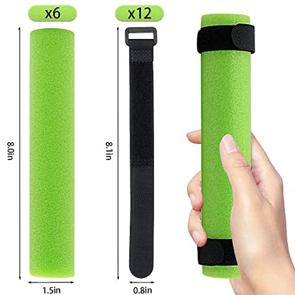 6 Pack Fishing Rod Floats for Kayaking Floaters Poles Propel Paddle Gear Foam Rod Floaties for Boats and Kayaks - color: Green
