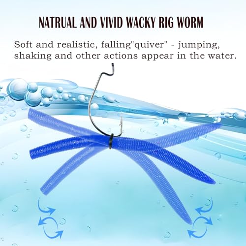Senko Bait Soft Plastic Lures 20pcs - 4inch Wacky Rig Worms for Bass Fishing, 5-Color Mix Soft Stick Baits for Wacky & Carolina Rig Fishing