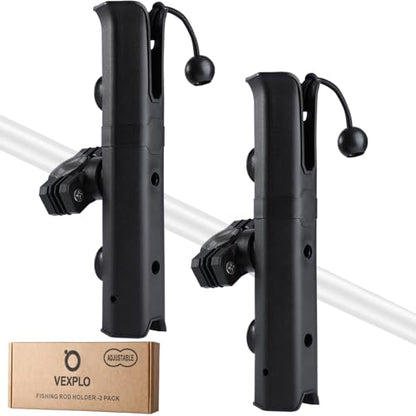 VEXPLO Bike Fishing Rod Holder for Bike Rack with Pole Mount Clamp | Adjustable Fishing Pole Holder for Bike, Compatible with Ebike Golf Cart Scooter Motorcycle etc to the Fishing Spots - style: 2 Carbon Black