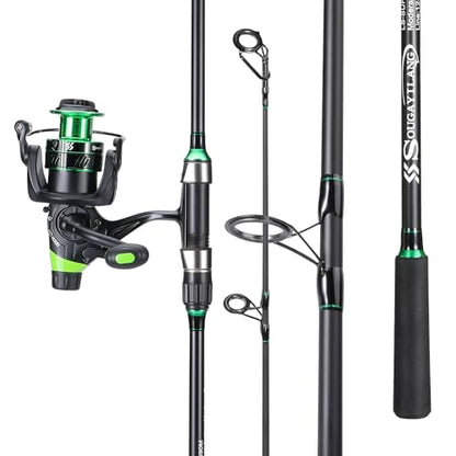 Sougayilang Surf Fishing Rod Combo IM8 Carbon 3 Piece Travel Spinning Rod with 4000 Size Spinning Reel (9'/10'/11'/12') - size: 11'0"