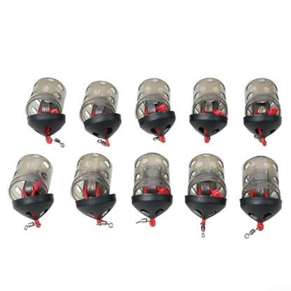 Cap Swim Feeder for Maggots and Groundbait Plastic Fishing Terminal Tackle with Auto-Close Lid for River Match Angling Black 30g(10pcs) - size: 10pcs