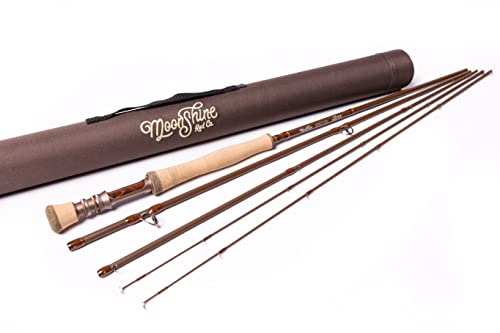 Moonshine Rod Company Fast Action Fly Fishing Rod – Carbon Fiber Graphite Rod with Zippered Travel Case – Drifter II, Vesper, Epiphany ESN, Outcast, Phantom & Rambler Series - 2WT up to 12WT Rods - size: 8WT- 9', style: Trout Fishing