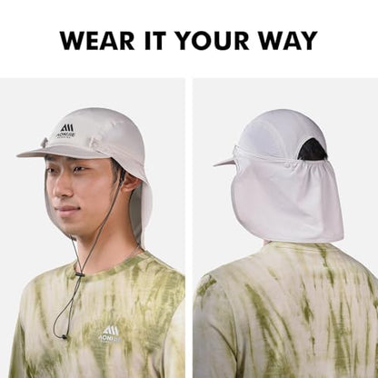 AONIJIE Sun Hat with Removable Neck Flap for Men & Women - Breathable Mesh Fishing Hat, Lightweight Hiking Sun Cap - color: Grey