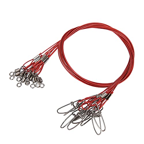 RiToEasysports Fishing Wire Line Leash, Anti Bite Steel Fishing Leader with Rolling, for Sea Boat Deep Sea - color: Red