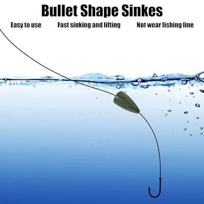 Bullet Fishing Weights Sinkers, 30pcs Worm Weights Fishing Sinkers for Bass Fishing Carolina Rig Texas Rig Slip Sinkers Sliding Fishing Weights Saltwater Freshwater - style: 1/16oz-30pcs