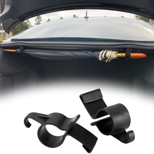 Car Seat Back & Trunk Multi-Hook – 2 Pack, Black Clip Holder Secures Fishing Rods, Umbrellas, Towels & Grocery Bags on 18–20 mm Posts, No Tools Needed