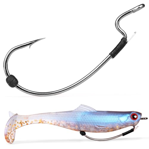 OJY&DOIIIY Offset EWG Worm Fishing Hook, Dual Anti-Slip Bait Keeper System Wide Gap Texas Rig Hook for Soft Plastic Baits 40/30-Pack 1/0 2/0 3/0 4/0 5/0 - size: 2/0 - 40Pack