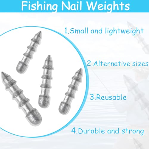 Fishing Nail Weights 70/50pcs Neko Rig Weights Insert Sinkers for Bass Fishing Soft Plastic Lures Wacky Worm Weights Kit Assorted Sizes - size: 5sizes-70pcs
