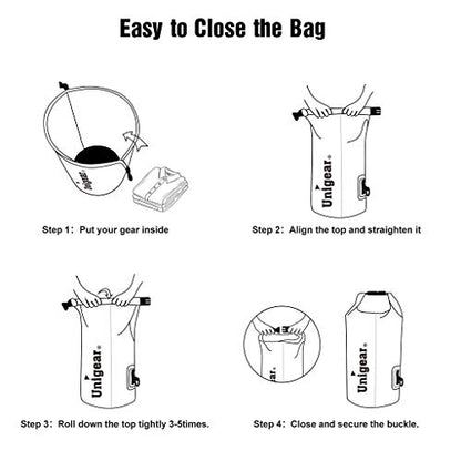 Unigear Dry Bag Waterproof, 2L/5L/10L/20L/30L/40L Floating and Lightweight Bags for Kayaking, Boating, Fishing, Swimming and Camping with Waterproof Phone Case - color: White, size: 10L