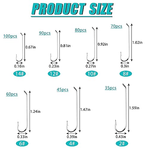 Fly Tying Hooks Assortment Dry Fly Fishing Hooks for Trout Salmon Fishing | Black Nickel High Carbon Steel, 480pcs/320pcs Fly Hooks for Dry Wet Nymphs Streamers Caddis Pupa Freshwater Saltwater Fishing - style: 480pcs