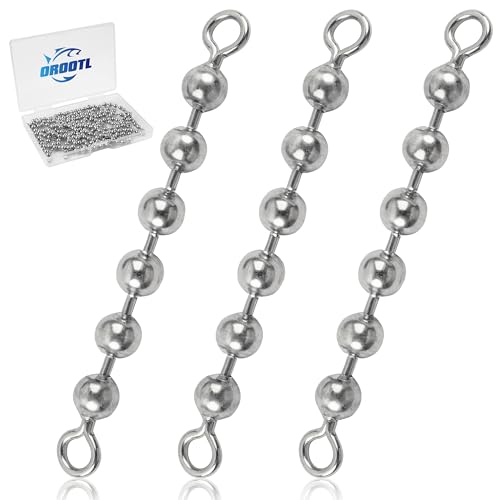 OROOTL Fishing Bead Chain Swivels, 20/40pcs Fishing Swivels Stainless Steel High Speed Trolling Swivels Catfish Swivel Fishing Balls Chain Swivels Fishing Tackle for Freshwater Saltwater - style: 1/8"(3.2mm)-20pcs