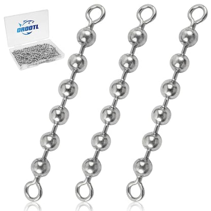 OROOTL Fishing Bead Chain Swivels, 20/40pcs Fishing Swivels Stainless Steel High Speed Trolling Swivels Catfish Swivel Fishing Balls Chain Swivels Fishing Tackle for Freshwater Saltwater - style: 1/8"(3.2mm)-20pcs