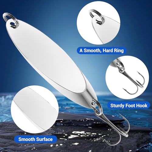 Fishing Lures Spoons, Trout Lures 5pcs/30pcs Hard Metal Spinner Bass Baits 5 Sizes Casting Spoon Hooks for Salmon Bass in 1/5oz 1/4oz 3/8oz 1/2oz 3/4oz - color: 5PCS-7g/10g/14g/18g/21g