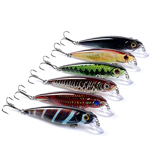 6 Pcs Vivid Minnow Lures, as Plugs Crankbait Pack and Jerkbaits for Trout Bass Walleye Salmon Redfish in Saltwater and Freshwater 28