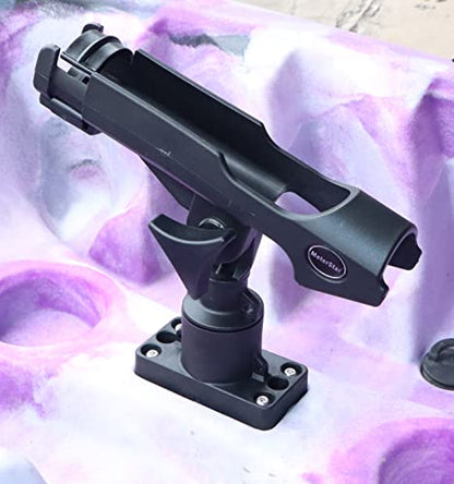 New Upgrade 360 Degrees MiniPort Fishing Rod Holder with Mini Rod Holder,Rod Holder with Track Mounting Base Kit with Installation Accessories and Tools - style: Rectangle Base and Fishing Rod Socket