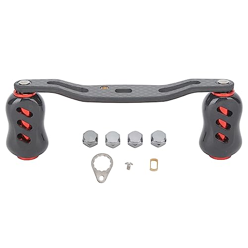 Haofy Fishing Reel Handle, Bait Casting Reel Rocker Arm Carbon Fiber 95mm Universal Interface for Replacement - color: Red