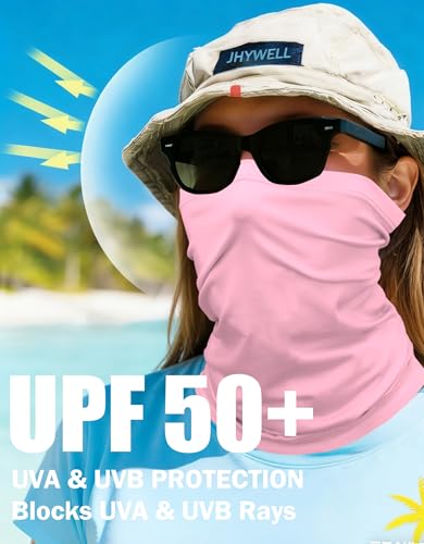 JHYWELL Cooling Neck Gaiter Face Mask, UV Protection Masks Gator, Windproof Bandana for Skiing, Fishing, Hiking, Cycling - color: Pink Pack