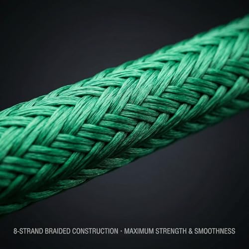 Braided Fishing Line 1000yds – 8-Strand PE Line, Emerald Green, 10LB to 100LB Test, High Sensitivity Abrasion Resistance, Zero Stretch, Saltwater Freshwater Fishing Line - size: 0.40MM/65LB