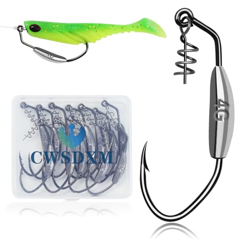 Weighted Swimbait Hooks, 6pcs Underspin Swimbait Hook with Twistlock, Weighted Crank Hooks with Gold/Silver Spinner Blades for Soft Fishing Lures - color: b-1/7oz-12pcs