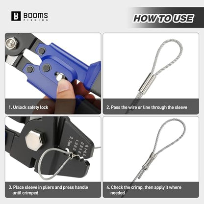 Booms Fishing Crimping Tool Kit: 10.6in Fishing Crimping Pliers with Side Wire Cutters - Up to 2.2mm Crimper, XW40 - style: Crimper Only
