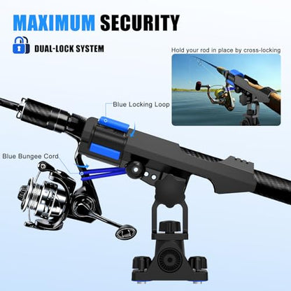 VEXPLO Track Mounted Kayak Rod Holders for Fishing Boat & Canoe 2 Pack | Dual T-Bolt Stable Track Rod Holder Dual Lock Setup Hold Fishing Pole Securely, Versatile Rail /Deck Top/Side Mount Options - color: Without Track