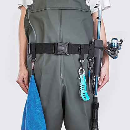 Fishing Rod Holder Belt Kit - Premium 3rd Hand Rod Holder Adjustable 24 Angle Fly/ Wading Fishing Belt Clip for Pole Holster, Pliers & Stringer - color: Wading Belt