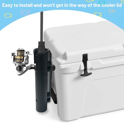 Cooler Fishing Rod Holder, Wall Mounted Fishing Pole Holder, Fishing Rod Rack Compatible with YETI Coolers and for RTIC Coolers, Cooler Accessory, Medium, Black