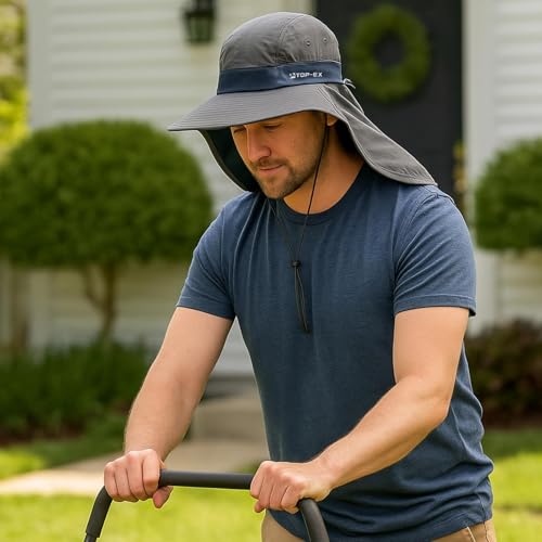 TOP-EX Cooling Sun Hat with Neck Flap – UPF 50+ Wide Brim Breathable Hat for Hiking, Fishing & Big Heads - color: Desert - Fish Camo, size: X-Large-XX-Large