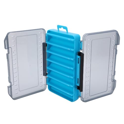 ‌Double-Sided Fishing Lure Box – 14-Slot Water proof Bait Organizer with Handle & Ventilation for Freshwater/Saltwater Fishing(Blue)