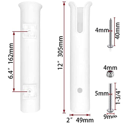 ISURE MARINE Fishing Rod Holder Bracket Wall Mounted Boat Side Mount Tool Holder Tube Links with Screws 2/3/4/6 Pole Tube (White/Black) - color: 6-Pole White