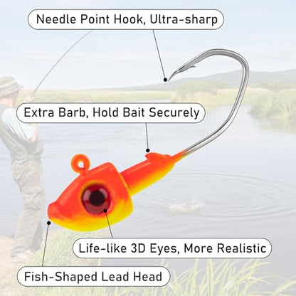 Dr.Fish 10 Pack Crappie Swimbait Jig Heads Freshwater Fishing Jig Minnow Style 3D Eyes Sickle Hook for Panfish Bluegill Bass Walleye Trout Fishing - color: Pink/White, size: 1/32oz-10 Pack