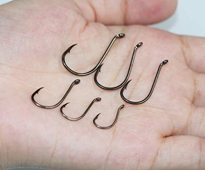 100pcs Octopus Beak Offset Fishing Hooks Froged Sport Circle Hooks Sharp High Carbon Steel Fishing Hook-6 Sizes - size: 6#