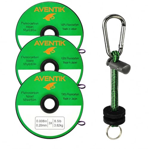 Aventik Fly Fishing Tippet Leader Fluorocarbon Line Fly Line Tippet Holder Fast Sinking Invisible - size: 3pc-3X