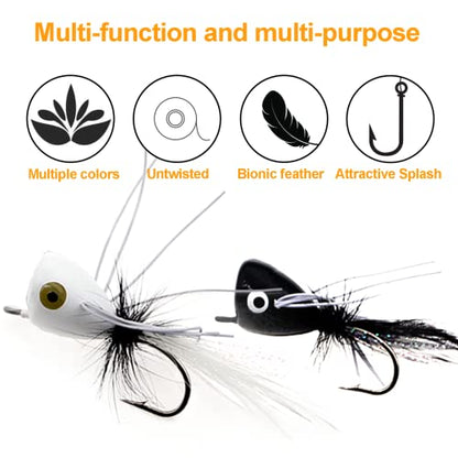 Fly Fishing Poppers Fly Fishing Dry Flies Topwater Fishing Lures Bass Popper Flies Bugs Lures Panfish Bait Fly Trout Bobber Flies Kit for Bass Trout Panfish Bluegill Salmon - color: A: 10pcs Fly Fishing Poppers